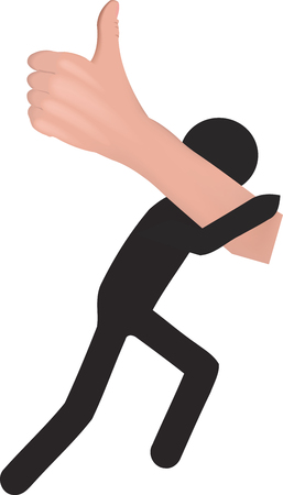 small and black person hand with thumb upのイラスト素材