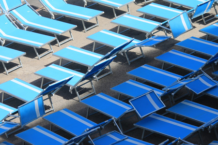 row of beach chairsの写真素材