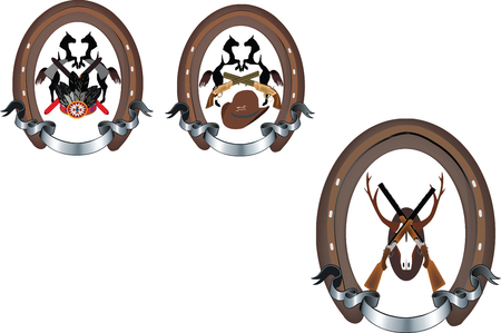 horse iron shape sticker with pictureのイラスト素材