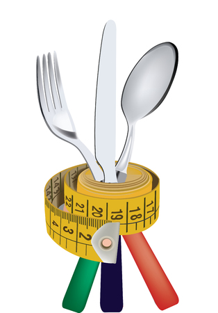 sartorial diet meter and spoon knife forkのイラスト素材