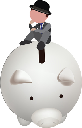 person sitting above the deposited savingsのイラスト素材