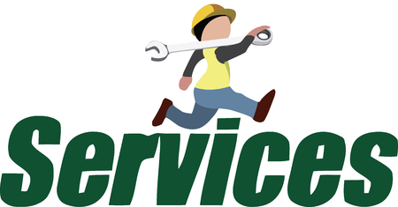 mechanical attendant runs for urgent serviceのイラスト素材