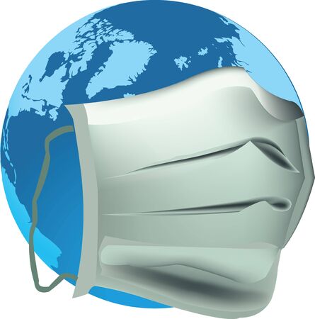planet earth with antivirus maskのイラスト素材
