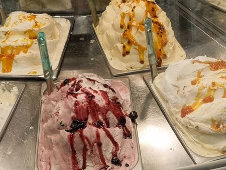 trays of assorted ice cream displayed for sale