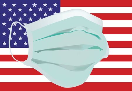 American flag with antibacterial maskのイラスト素材