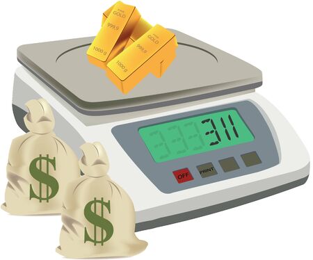 Kitchen electronic scale with the numeric led displeyのイラスト素材