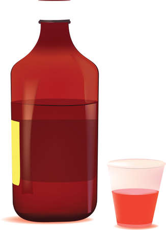 medicinal bottle containing rooso syrup for coughingのイラスト素材