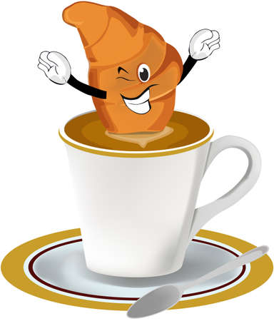 cup of capuccino with briosche morning breakfastのイラスト素材