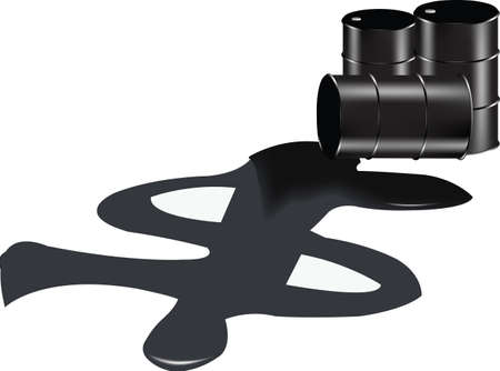 barrels of black oil spilled dollar signのイラスト素材