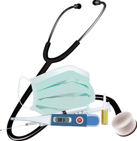 surgical mask syringe vial thermometerのイラスト素材