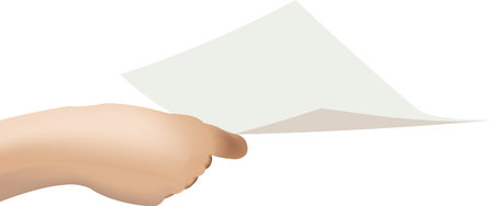 hand holds sheet of paperのイラスト素材