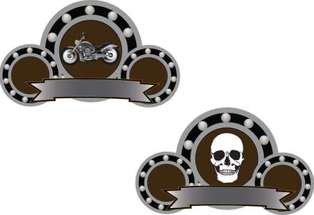 mechanical sticker with motorcycling skullのイラスト素材