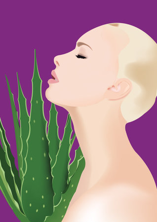 evergreen thorny plant used for aloe skin treatmentのイラスト素材