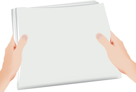 newspaper reading with two handsのイラスト素材