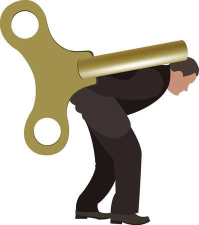 bent person carries on key back bent person carries on key backのイラスト素材