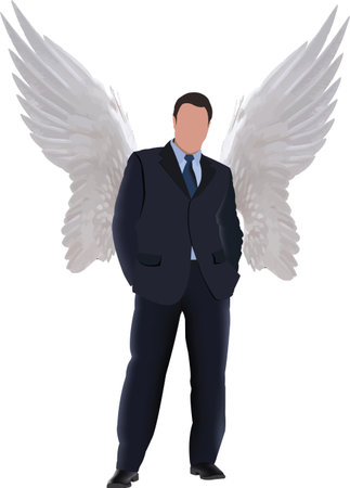 distinguished person standing with angel wingsのイラスト素材