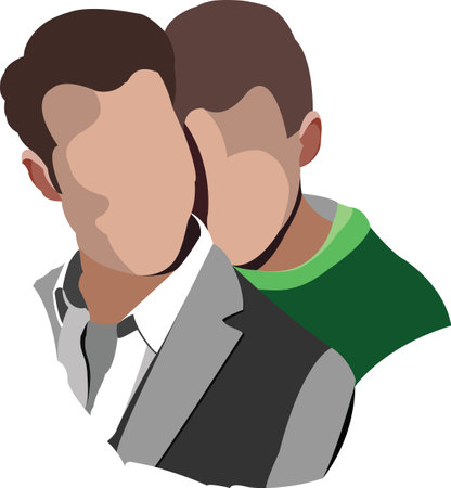 two young gay homosexuals hugging each otherのイラスト素材