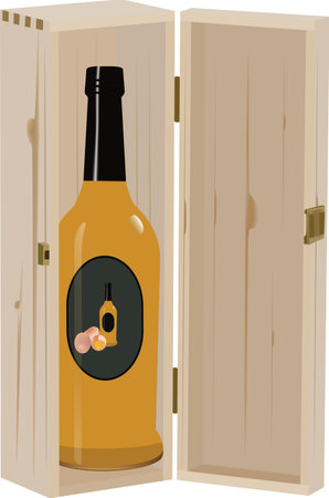 wooden packaging with bottleのイラスト素材