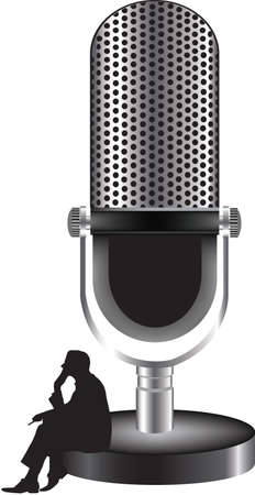 person sitting microphone pedestal person sitting microphoneのイラスト素材