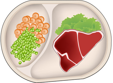 self-service dish with meatのイラスト素材