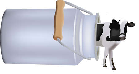 bovine dairy cow coming out of aluminum containerのイラスト素材