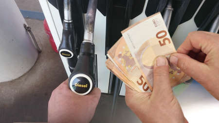 diesel refueling increase euro priceの写真素材