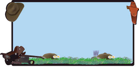 panorama cowboy hat labelsのイラスト素材