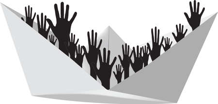 paper craft with black figures of handsのイラスト素材