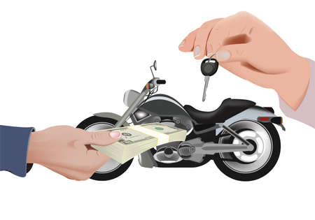 hand with currency and hand with trade keysのイラスト素材