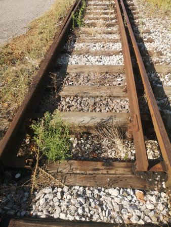 rusty and abandoned train track