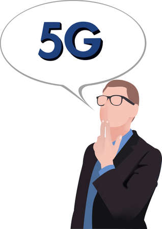 Distinguished person thinks about the stalling of 5Gのイラスト素材