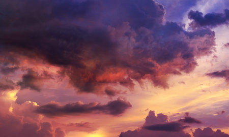sunset with red and cloudy clouds