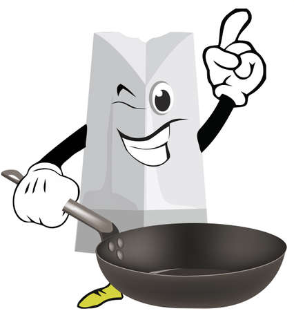 smiling chef hat with pan for cookingのイラスト素材