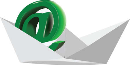 paper boat with internet signのイラスト素材