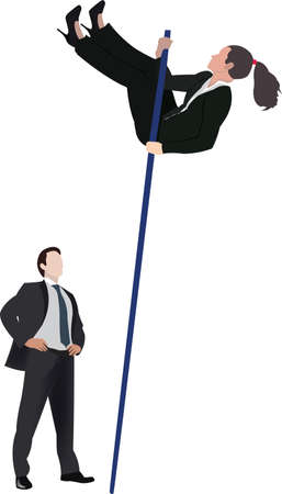 woman jumps important manのイラスト素材