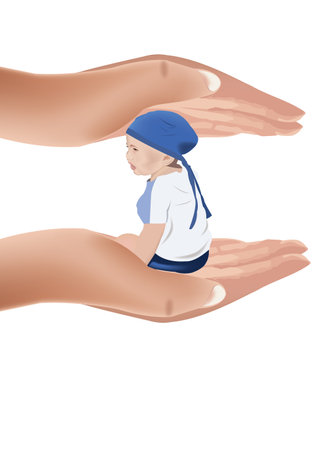 little baby in mom's handsのイラスト素材