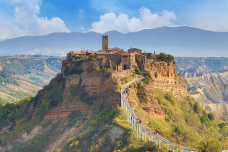 Civita Bagnoregio dying country Lazio Italyの写真素材