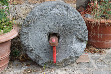 Civita Bagnoregio Lazio Italy ancient millstone millstone wheel