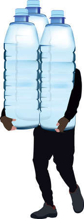 transporter transports and delivers water bottlesのイラスト素材