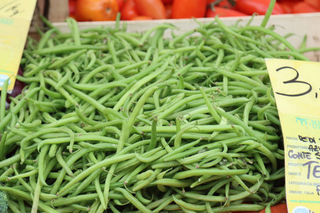 fruit and vegetable counter at the local market