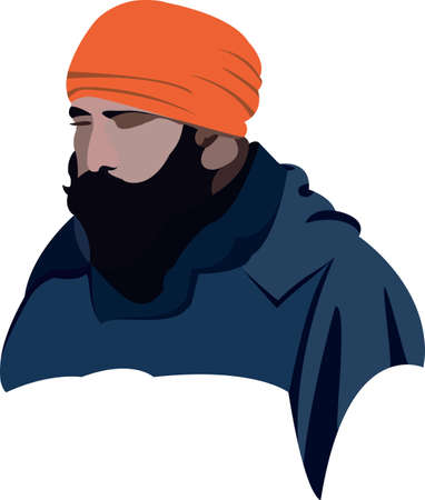 Indian person with orange turbanのイラスト素材