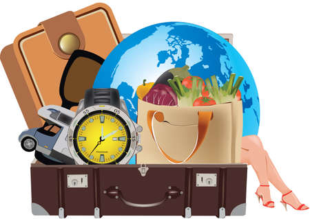 suitcase planet earth departure long journeyのイラスト素材