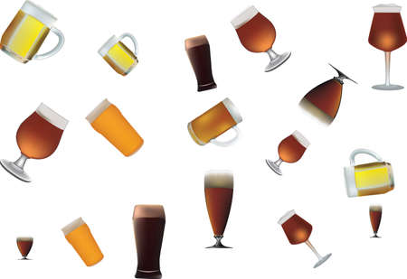 display of various glasses of beerのイラスト素材