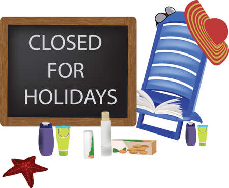 blackboard with written closed for holidaysのイラスト素材