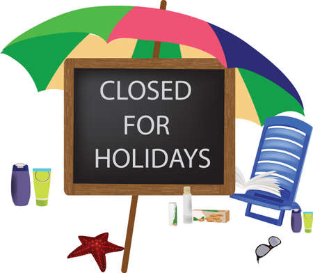 blackboard with written closed for holidaysのイラスト素材