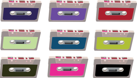 old compact tape recording cassetteのイラスト素材
