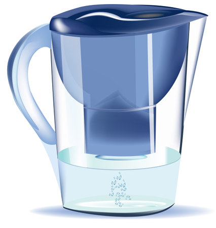 glass jug with water purifier handleのイラスト素材