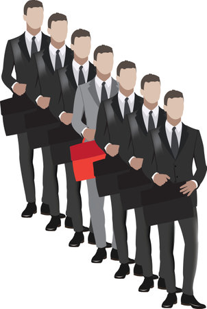 male staff dressed in a distinct black one dressed in grayのイラスト素材