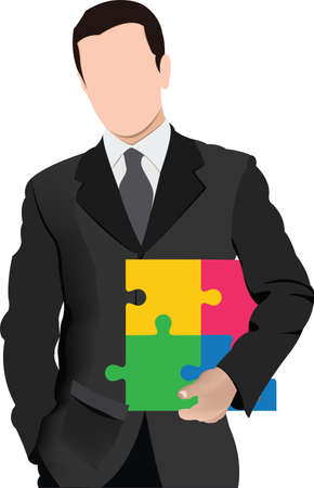 company manager with puzle figuresのイラスト素材