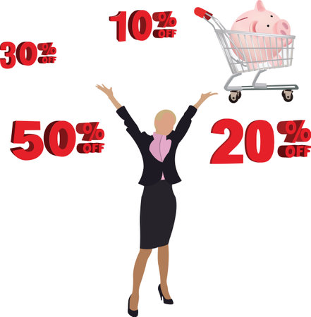 happy person for discounted food shoppingのイラスト素材